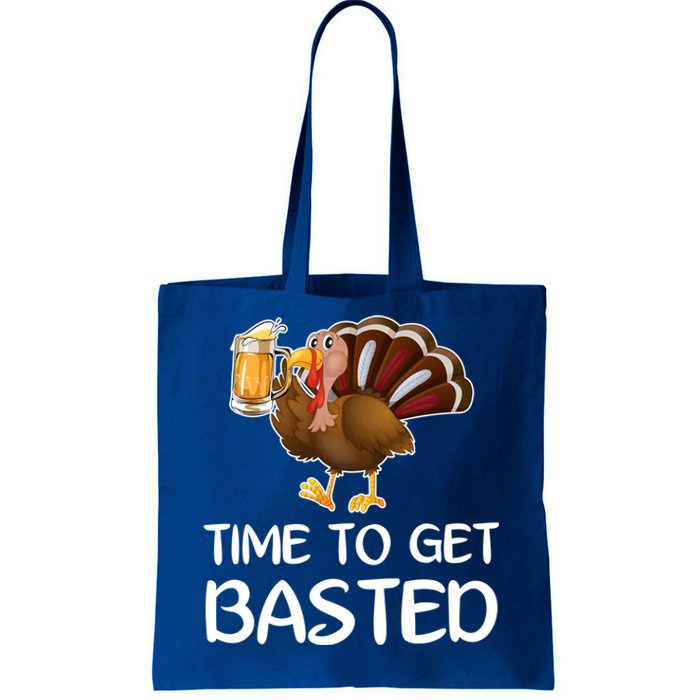 Time To Get Basted Turkey Beer Funny Thanksgiving Gift Tote Bag