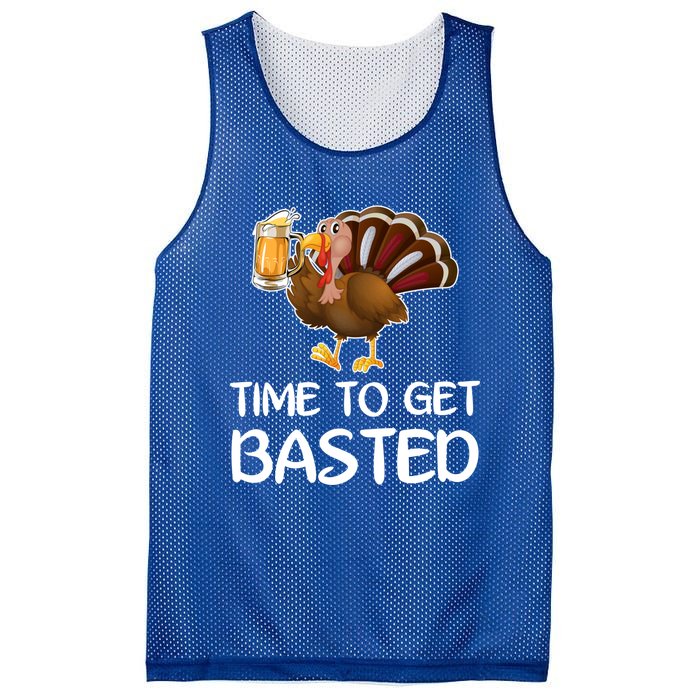 Time To Get Basted Turkey Beer Funny Thanksgiving Gift Mesh Reversible Basketball Jersey Tank