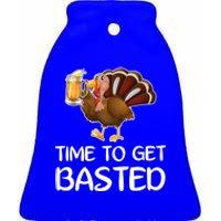 Time To Get Basted Turkey Beer Funny Thanksgiving Gift Ceramic Bell Ornament