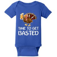 Time To Get Basted Turkey Beer Funny Thanksgiving Gift Baby Bodysuit