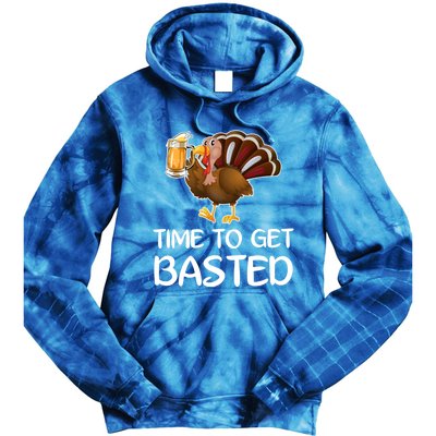 Time To Get Basted Turkey Beer Funny Thanksgiving Gift Tie Dye Hoodie