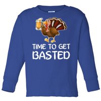 Time To Get Basted Turkey Beer Funny Thanksgiving Gift Toddler Long Sleeve Shirt