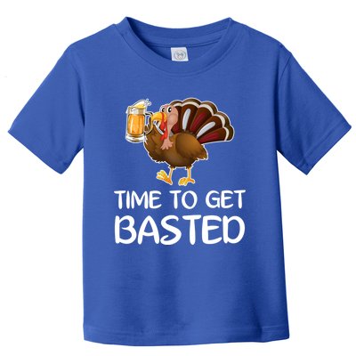 Time To Get Basted Turkey Beer Funny Thanksgiving Gift Toddler T-Shirt