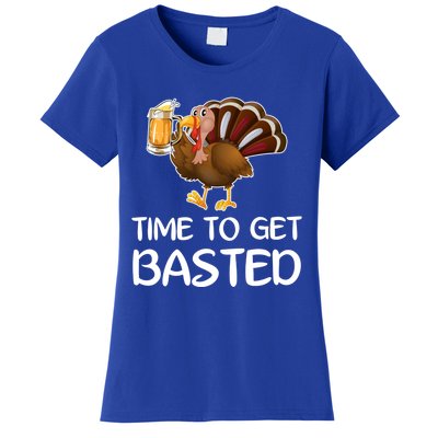 Time To Get Basted Turkey Beer Funny Thanksgiving Gift Women's T-Shirt