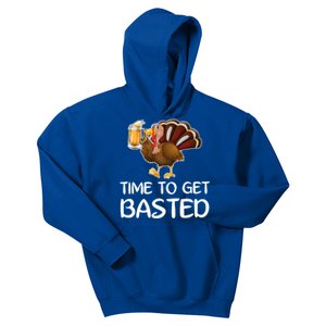 Time To Get Basted Turkey Beer Funny Thanksgiving Gift Kids Hoodie