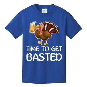 Time To Get Basted Turkey Beer Funny Thanksgiving Gift Kids T-Shirt