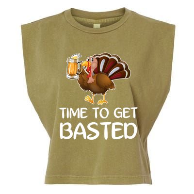 Time To Get Basted Turkey Beer Funny Thanksgiving Gift Garment-Dyed Women's Muscle Tee