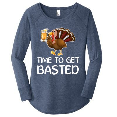 Time To Get Basted Turkey Beer Funny Thanksgiving Gift Women's Perfect Tri Tunic Long Sleeve Shirt