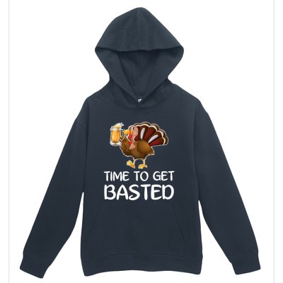 Time To Get Basted Turkey Beer Funny Thanksgiving Gift Urban Pullover Hoodie