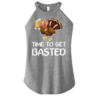 Time To Get Basted Turkey Beer Funny Thanksgiving Gift Women's Perfect Tri Rocker Tank