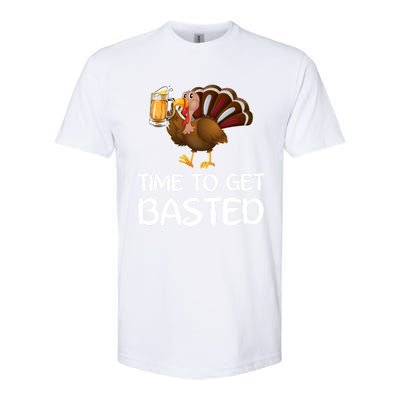 Time To Get Basted Turkey Beer Funny Thanksgiving Gift Softstyle CVC T-Shirt