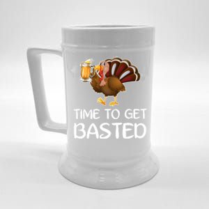 Time To Get Basted Turkey Beer Funny Thanksgiving Gift Beer Stein