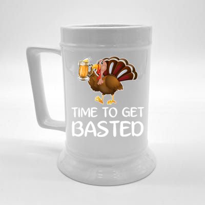 Time To Get Basted Turkey Beer Funny Thanksgiving Gift Beer Stein