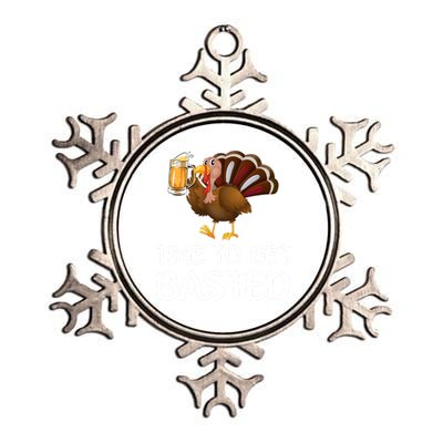 Time To Get Basted Turkey Beer Funny Thanksgiving Gift Metallic Star Ornament