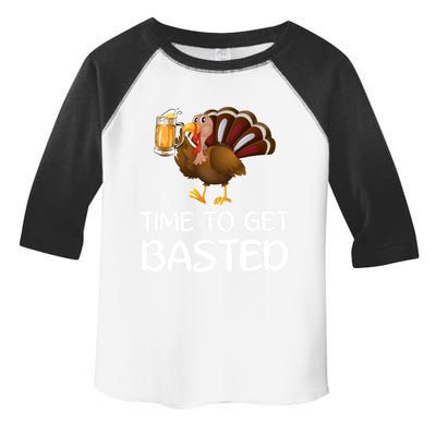 Time To Get Basted Turkey Beer Funny Thanksgiving Gift Toddler Fine Jersey T-Shirt