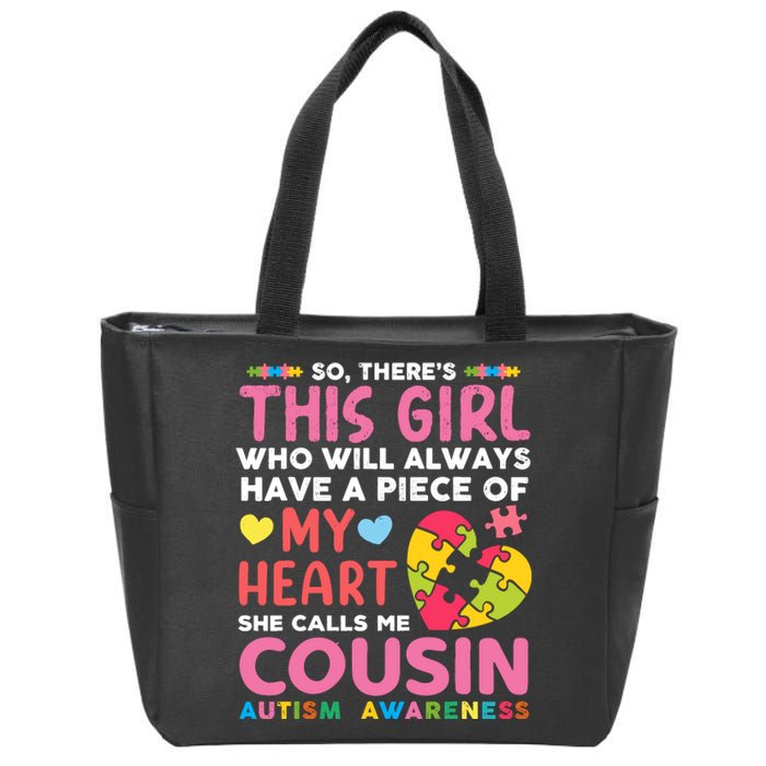 ThereS This Girl She Calls Me Cousin Autism Awareness Zip Tote Bag