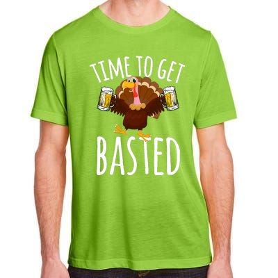 Time To Get Basted Funny Beer Thanksgiving Turkey Gift Adult ChromaSoft Performance T-Shirt