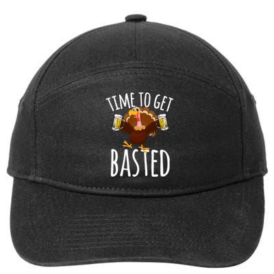 Time To Get Basted Funny Beer Thanksgiving Turkey Gift 7-Panel Snapback Hat