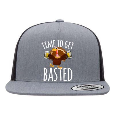 Time To Get Basted Funny Beer Thanksgiving Turkey Gift Flat Bill Trucker Hat