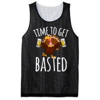 Time To Get Basted Funny Beer Thanksgiving Turkey Gift Mesh Reversible Basketball Jersey Tank