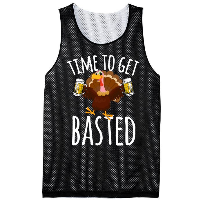 Time To Get Basted Funny Beer Thanksgiving Turkey Gift Mesh Reversible Basketball Jersey Tank