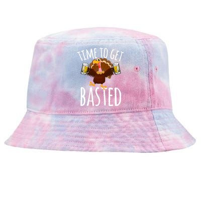 Time To Get Basted Funny Beer Thanksgiving Turkey Gift Tie-Dyed Bucket Hat