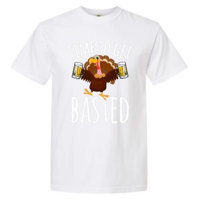 Time To Get Basted Funny Beer Thanksgiving Turkey Gift Garment-Dyed Heavyweight T-Shirt