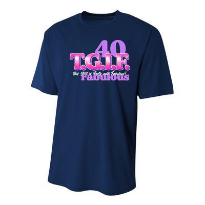 TGIF This Girl Is Forty And Fabulous 40th Birthday Youth Performance Sprint T-Shirt