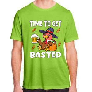 Time To Get Basted Funny Happy Thanksgiving Turkey Adult ChromaSoft Performance T-Shirt