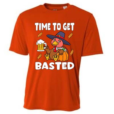 Time To Get Basted Funny Happy Thanksgiving Turkey Cooling Performance Crew T-Shirt