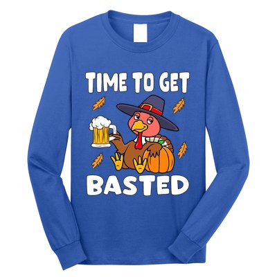 Time To Get Basted Funny Happy Thanksgiving Turkey Long Sleeve Shirt