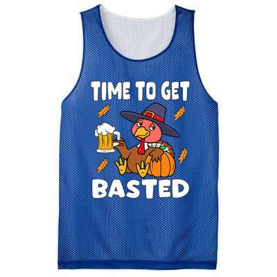 Time To Get Basted Funny Happy Thanksgiving Turkey Mesh Reversible Basketball Jersey Tank