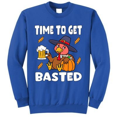 Time To Get Basted Funny Happy Thanksgiving Turkey Tall Sweatshirt