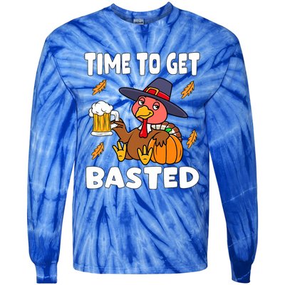 Time To Get Basted Funny Happy Thanksgiving Turkey Tie-Dye Long Sleeve Shirt