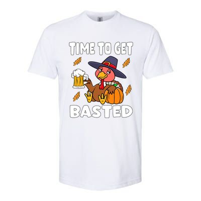 Time To Get Basted Funny Happy Thanksgiving Turkey Softstyle CVC T-Shirt