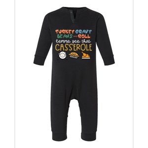 Thanksgiving Turkey Gravy Beans Roll Casserole Infant Fleece One Piece