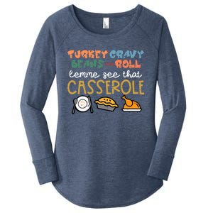 Thanksgiving Turkey Gravy Beans Roll Casserole Women's Perfect Tri Tunic Long Sleeve Shirt