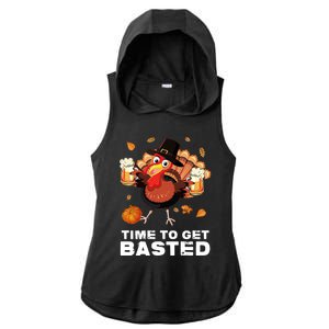 Time To Get Basted Funny Beer Thanksgiving Turkey Gift Ladies PosiCharge Tri-Blend Wicking Draft Hoodie Tank