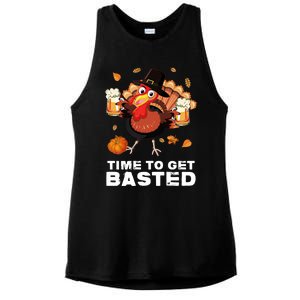 Time To Get Basted Funny Beer Thanksgiving Turkey Gift Ladies PosiCharge Tri-Blend Wicking Tank