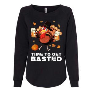 Time To Get Basted Funny Beer Thanksgiving Turkey Gift Womens California Wash Sweatshirt