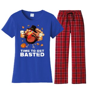 Time To Get Basted Funny Beer Thanksgiving Turkey Gift Women's Flannel Pajama Set