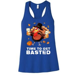 Time To Get Basted Funny Beer Thanksgiving Turkey Gift Women's Racerback Tank