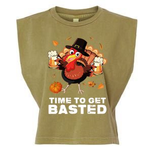 Time To Get Basted Funny Beer Thanksgiving Turkey Gift Garment-Dyed Women's Muscle Tee