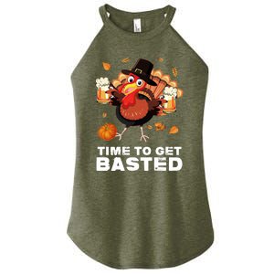 Time To Get Basted Funny Beer Thanksgiving Turkey Gift Women's Perfect Tri Rocker Tank