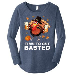 Time To Get Basted Funny Beer Thanksgiving Turkey Gift Women's Perfect Tri Tunic Long Sleeve Shirt