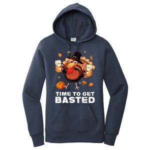 Time To Get Basted Funny Beer Thanksgiving Turkey Gift Women's Pullover Hoodie