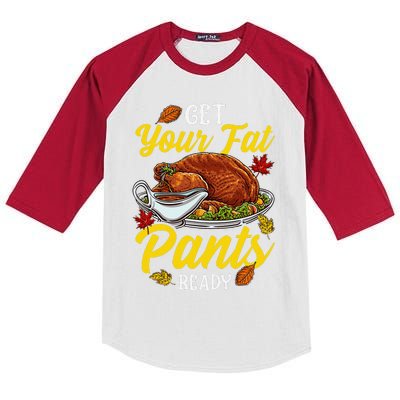 Thanksgiving Turkey Gravy Boat Get Your Fat Pants Ready Swag Kids Colorblock Raglan Jersey