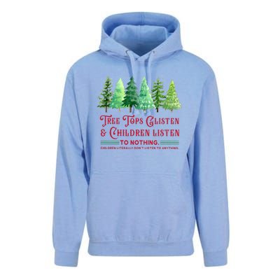 Tree Tops Glisten And Children Listen Funny Teacher Christmas Unisex Surf Hoodie