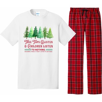 Tree Tops Glisten And Children Listen Funny Teacher Christmas Pajama Set