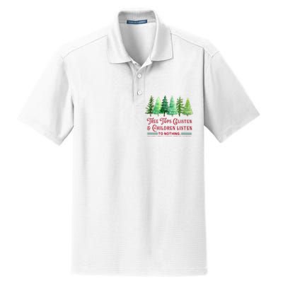 Tree Tops Glisten And Children Listen Funny Teacher Christmas Dry Zone Grid Polo